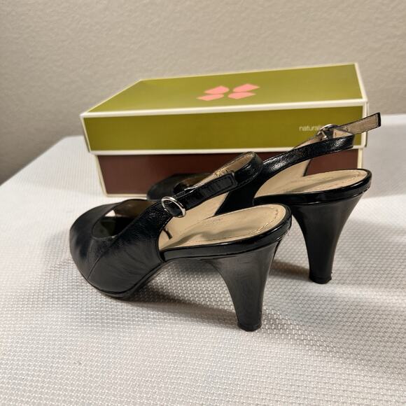 naturalizer womens 8M comfort "ivy" leather adjustable slingback 3" heel pumps. - Picture 4 of 10